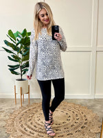 Snow Leopard Wrap Back Detail Top - Maple Row Boutique 