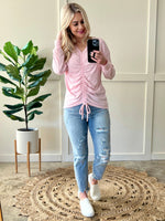 Love Is In The Air Ruched Top In Blushing Pink - Maple Row Boutique 