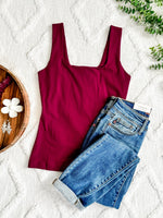 Square Neck Sleeveless Top In Pomegranate - Maple Row Boutique 