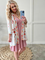 Savanna Jane Open Front Floral Embroidered Cardigan In Cream Floral - Maple Row Boutique 