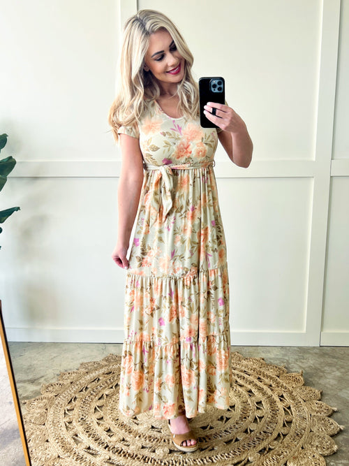 Vintage Floral Maxi Dress - Maple Row Boutique 