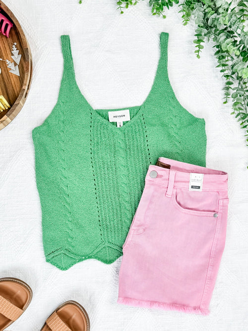 Knit Sleeveless Top In Sea Green - Maple Row Boutique 