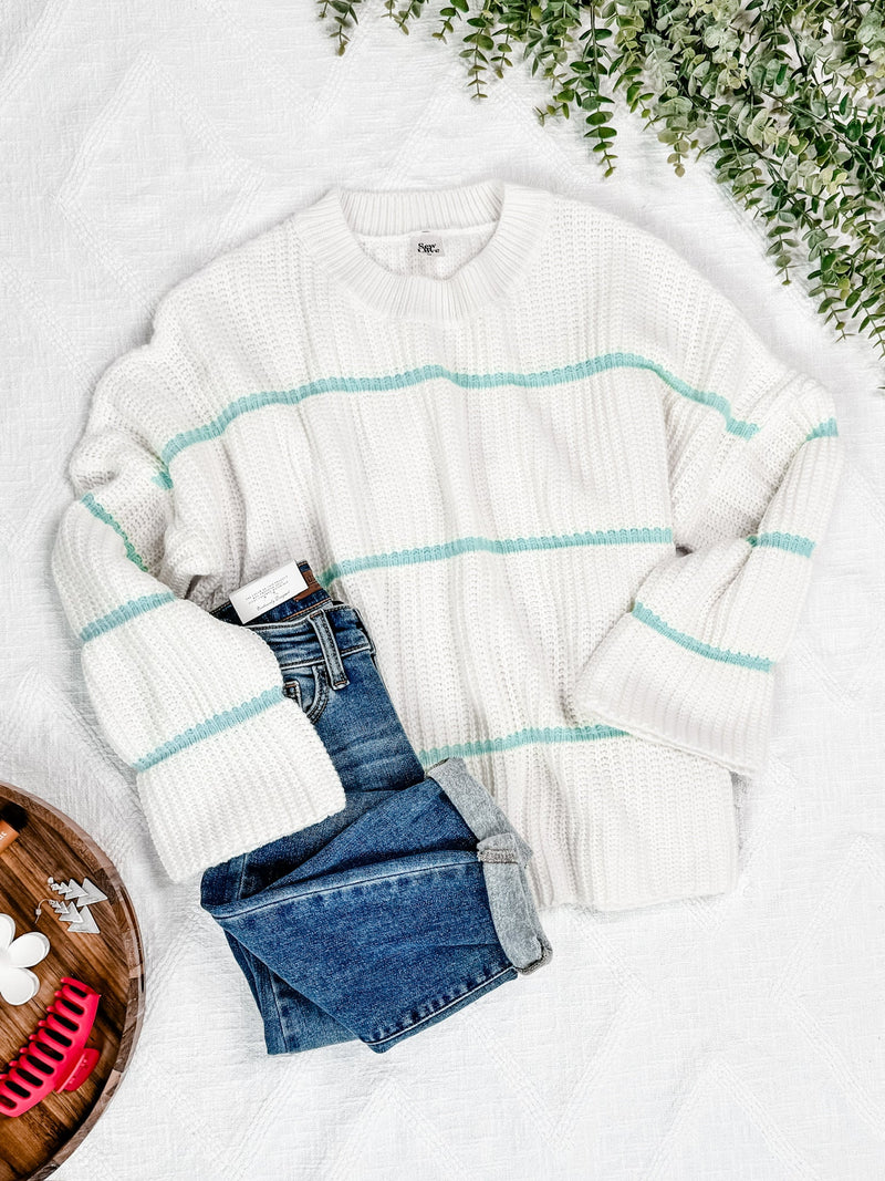 A Part Mint Knit Sweater - Maple Row Boutique 