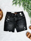 High Waisted Rigid Front Shorts By Judy Blue Jeans In Washed Black - Maple Row Boutique 
