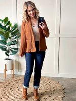 The Office Corduroy Blazer In Rich Fall Chestnut - Maple Row Boutique 