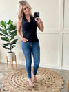 Dark Wash Button Fly Cut Off Jeans by Judy Blue - Maple Row Boutique 