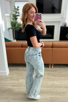 Dory High Waist Mineral Wash Raw Hem Wide Leg Jeans - Maple Row Boutique 