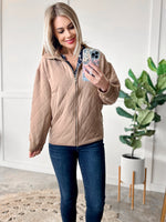 Quilted Jacket With Pockets In Warm Mocha - Maple Row Boutique 