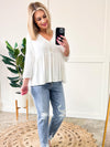 Decorative Button Baby Doll Sweater Top In Ivory - Maple Row Boutique 