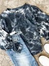 In From The Cold Pullover In Charcoal Blue - Maple Row Boutique 