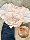Sequin Sleeve Detailed Top In Nude - Maple Row Boutique 