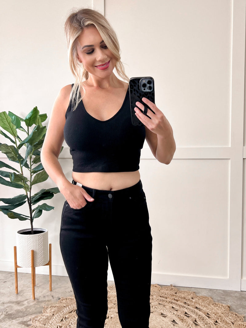Ultra Soft Bra/Cami In Black - Maple Row Boutique 