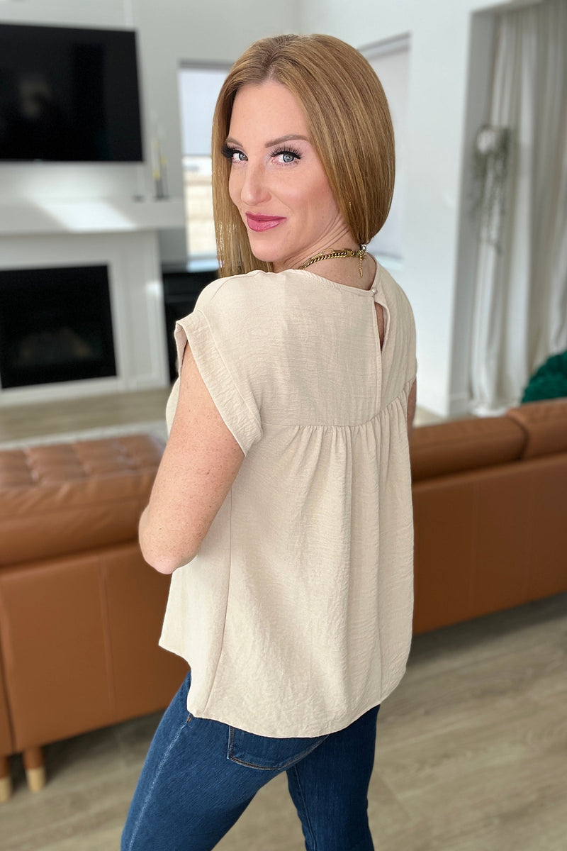Airflow Babydoll Top in Taupe - Maple Row Boutique 