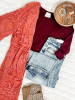 Twist Back Top In Crimson - Maple Row Boutique 