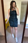 Agnes Denim Overall Dress - Maple Row Boutique 