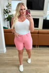 Jenna High Rise Control Top Cuffed Shorts in Pink - Maple Row Boutique 