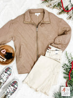 Quilted Jacket With Pockets In Warm Mocha - Maple Row Boutique 