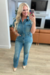 Sylvia Short Sleeve Denim Jumpsuit - Maple Row Boutique 