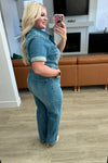 Sylvia Short Sleeve Denim Jumpsuit - Maple Row Boutique 
