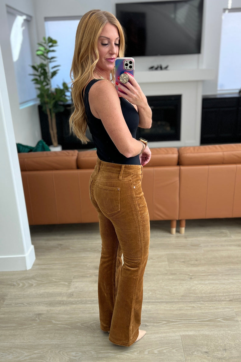 Cordelia Bootcut Corduroy Pants in Camel - Maple Row Boutique 