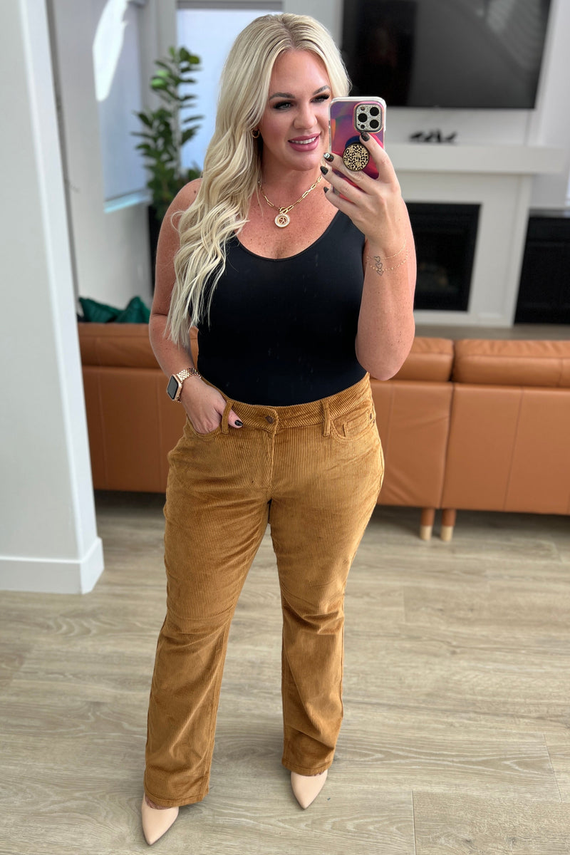 Cordelia Bootcut Corduroy Pants in Camel - Maple Row Boutique 