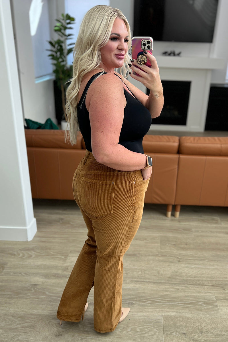 Cordelia Bootcut Corduroy Pants in Camel - Maple Row Boutique 