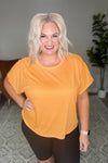 Round Neck Cuffed Sleeve Top in Neon Orange - Maple Row Boutique 