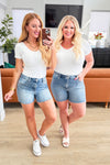 Elle High Rise Rhinestone Cutoff Shorts - Maple Row Boutique 