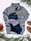 Quilted Pullover In Dark Grey & Olive - Maple Row Boutique 