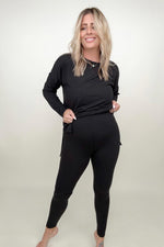 Zenana Brushed Microfiber Long Sleeve Top And Legging Set - Maple Row Boutique 