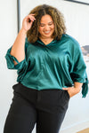 Jaz Dolman Tie Sleeve Blouse in Green - Maple Row Boutique 