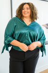 Jaz Dolman Tie Sleeve Blouse in Green - Maple Row Boutique 