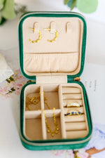 Kept and Carried Velvet Jewlery Box in Green - Maple Row Boutique 