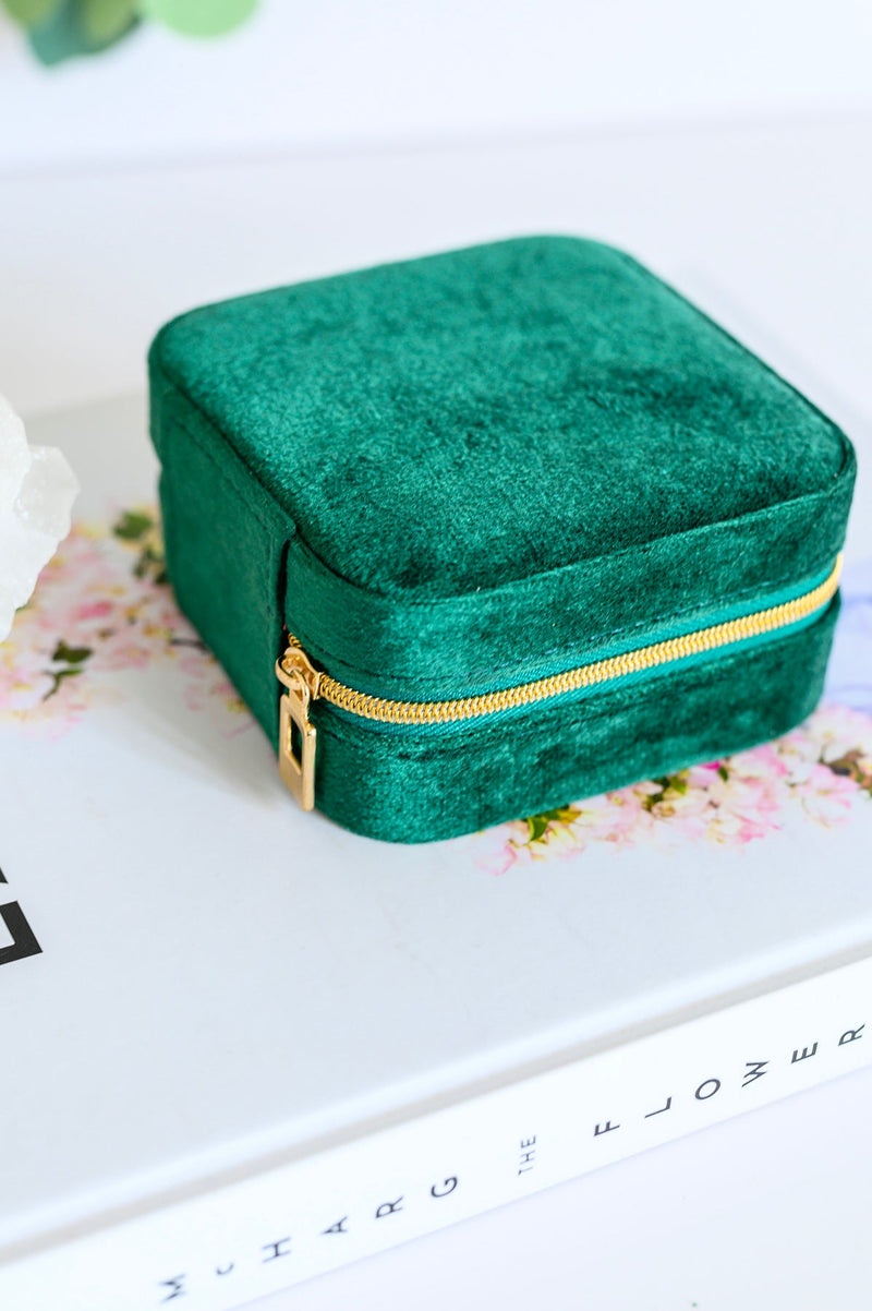 Kept and Carried Velvet Jewlery Box in Green - Maple Row Boutique 