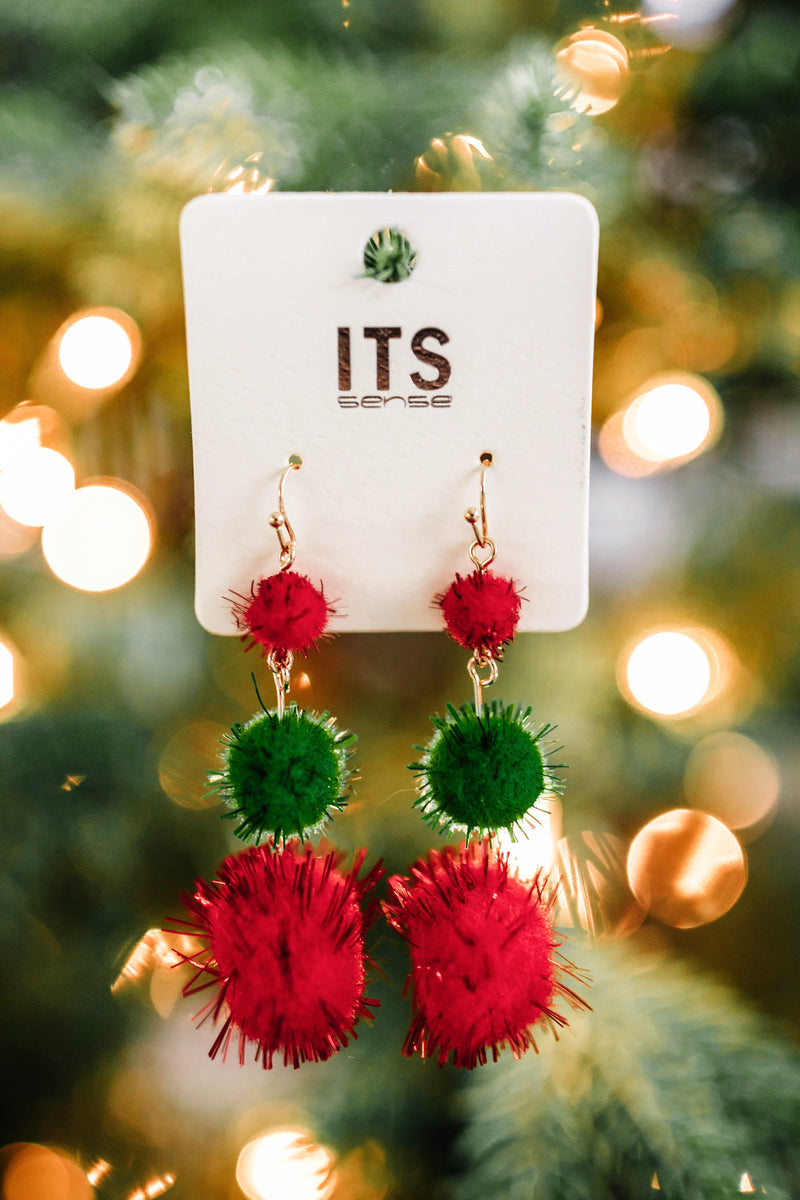 11.24 Pom Pom Earrings In Christmas Day 11.24 - Maple Row Boutique 