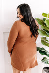 Ribbed Long Sleeve Dress With Slit Detail In Pumpkin Spice - Maple Row Boutique 
