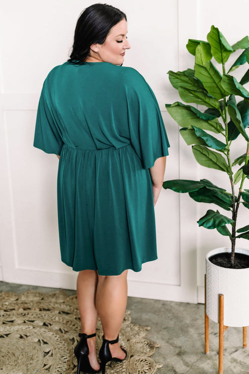 Dolman Sleeve Dress In Hunter Green - Maple Row Boutique 
