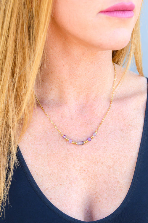 Lavender Moments Beaded Necklace - Maple Row Boutique 