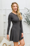 Long Sleeve Button Down Dress In Ash Gray - Maple Row Boutique 