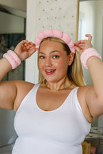 Lost in the Moment Headband and Wristband Set in Pink - Maple Row Boutique 