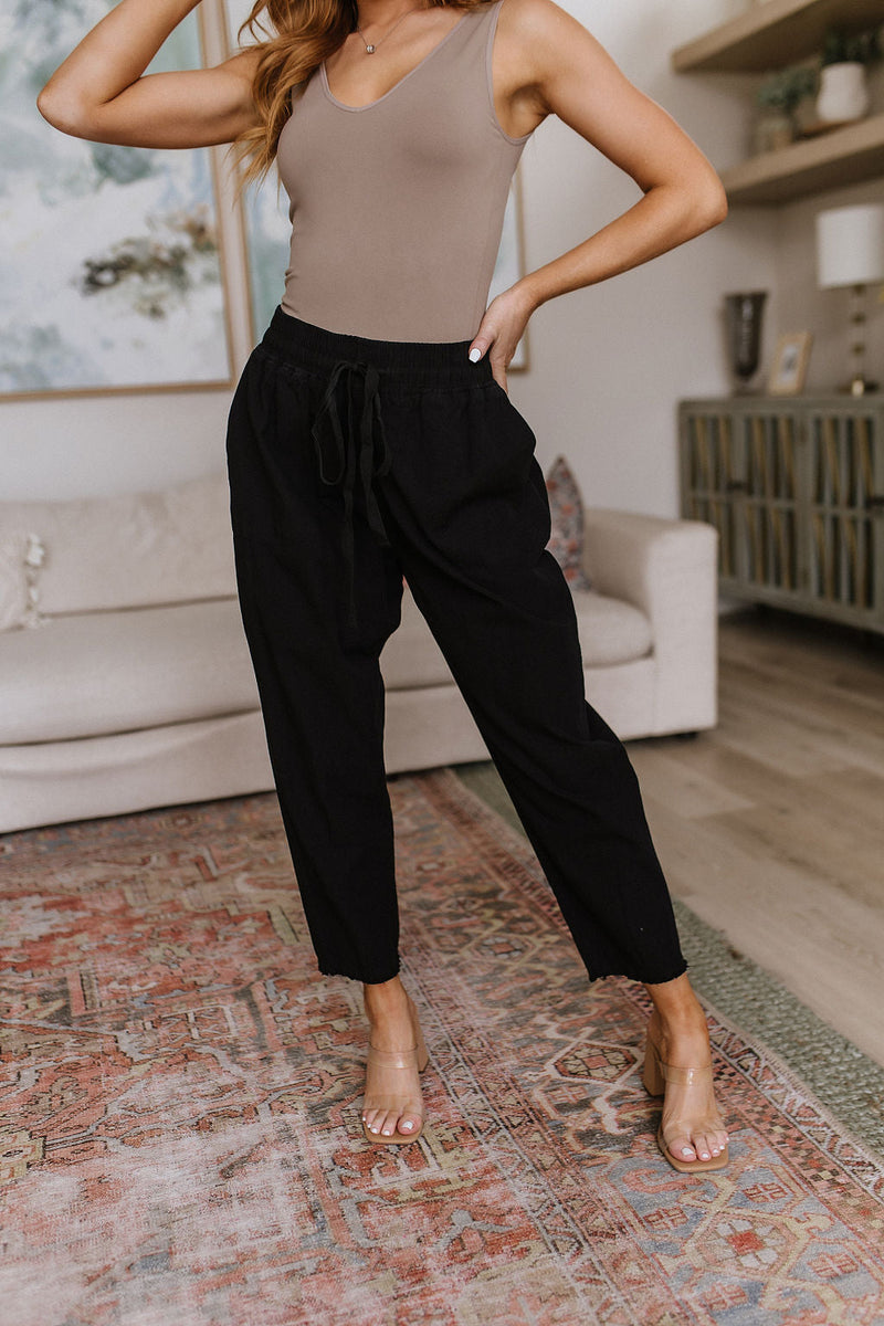 Love Me Dearly High Waisted Pants in Black - Maple Row Boutique 