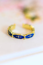 Mariana Hand Crafted Blue Cross Ring - Maple Row Boutique 
