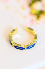 Mariana Hand Crafted Blue Cross Ring - Maple Row Boutique 
