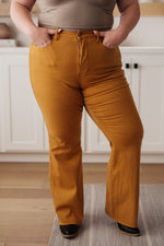 Melinda High Rise Control Top Flare Jeans in Marigold - Maple Row Boutique 
