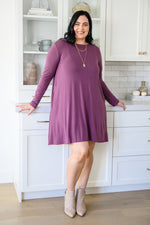 Most Reliable Long Sleeve Knit Dress In Plum - Maple Row Boutique 