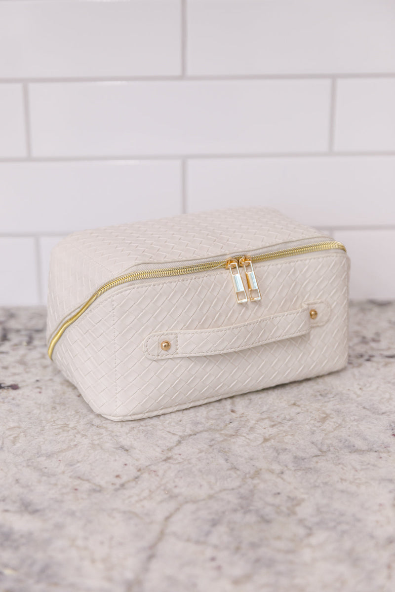 New Dawn Large Capacity Cosmetic Bag in White - Maple Row Boutique 