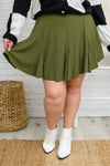 November Romance Skort in Olive - Maple Row Boutique 