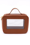 PU Leather Travel Cosmetic Case in Camel - Maple Row Boutique 
