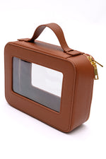 PU Leather Travel Cosmetic Case in Camel - Maple Row Boutique 