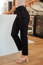 Reese Rhinestone Slim Fit Jeans in Black - Maple Row Boutique 